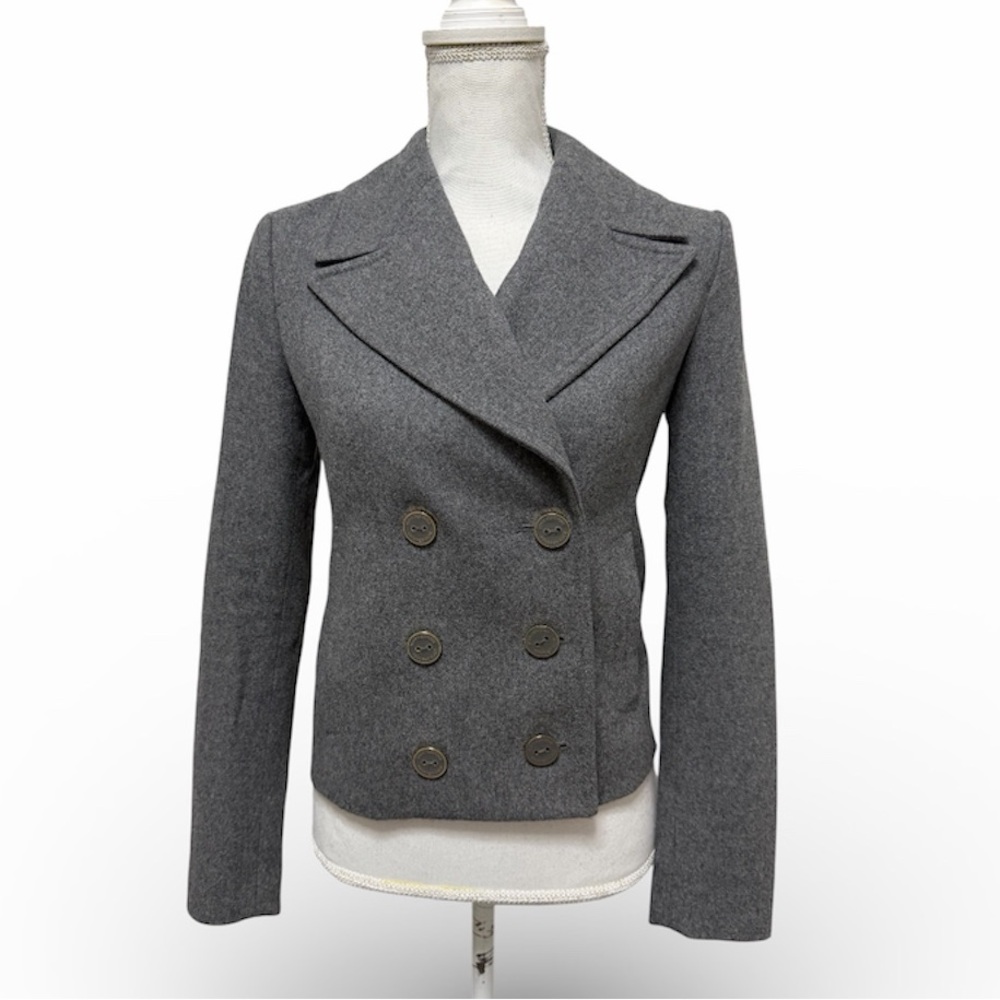 Juicy Couture Gray Cropped Double Breasted Pea Coat
